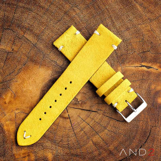 Wolly Irish Yellow Suede Leather Strap 19mm (White V-stitching)