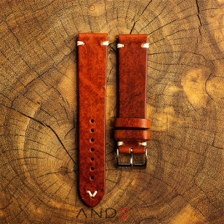 Laguna Medium Brown Leather Strap With Easy Spring Bar 20mm (V-Beige Stitch)