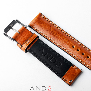 Kingsley Medium Brown Leather Strap 20mm (Beige Stitch)