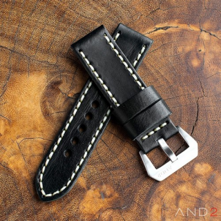 Douglas Nero Black Leather Strap 24mm