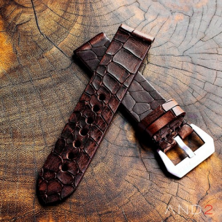 Vintage Cracked Croco Dark Brown leather strap