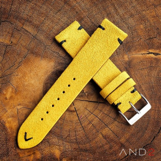 Wolly Irish Yellow Suede Leather strap 20mm ( Black V-Stitching )
