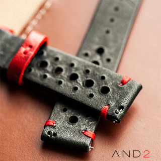 Speedy Racing Red Loop Leather Strap (Red Stitching)