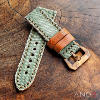 MILI Green Canvas Strap with Bronze Buckle