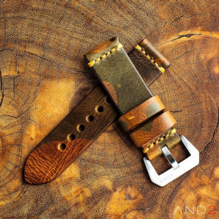 Military Camo Leather Strap 24mm